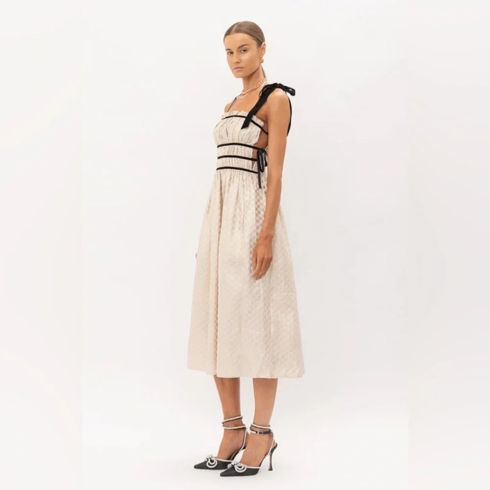 NWT Sofie the Label Claire Dress‎ Gold Jacquard Velvet Straps Size Small - Picture 5 of 15